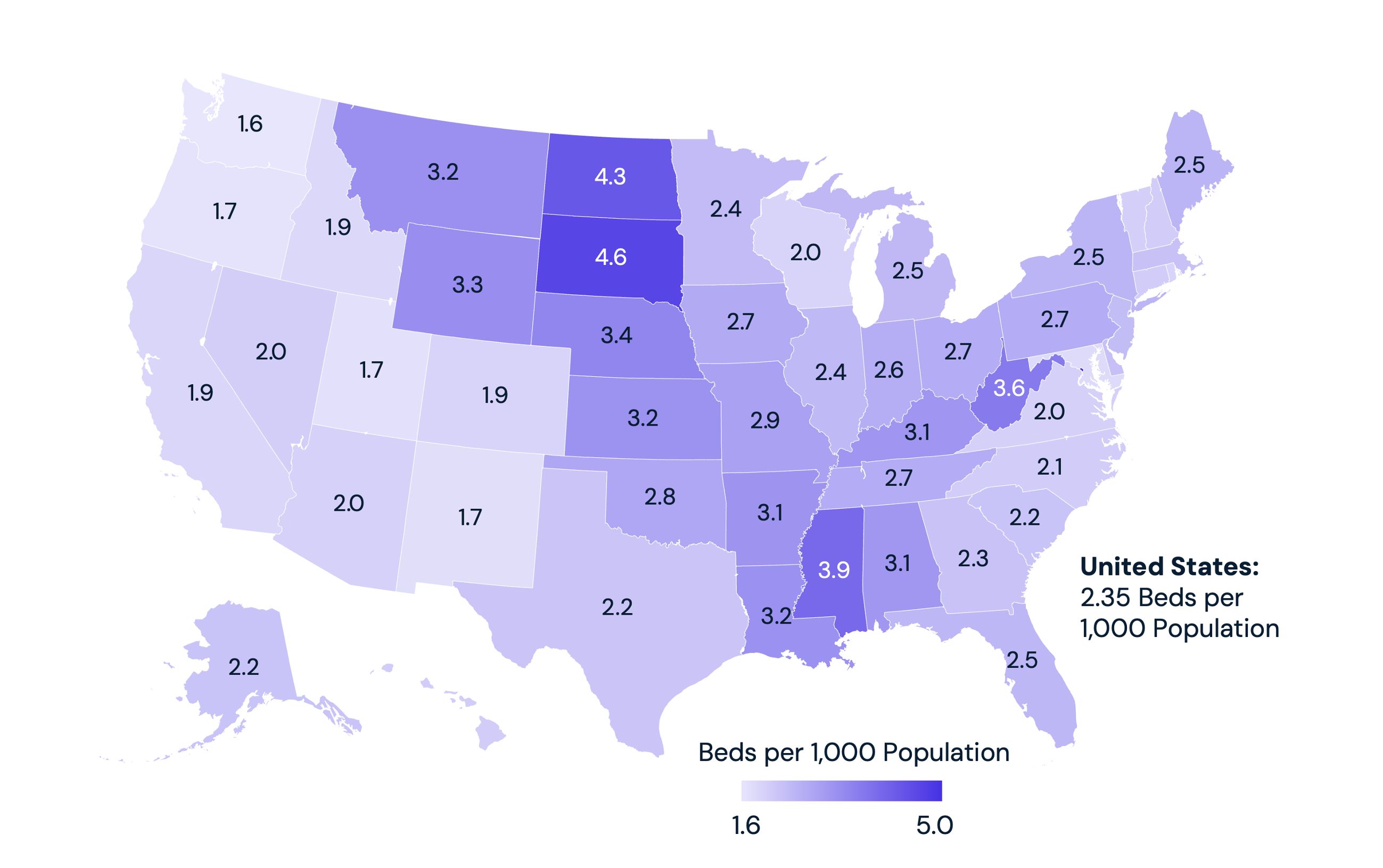 Community Hospital Beds per 1,000 Population, By State, 2022